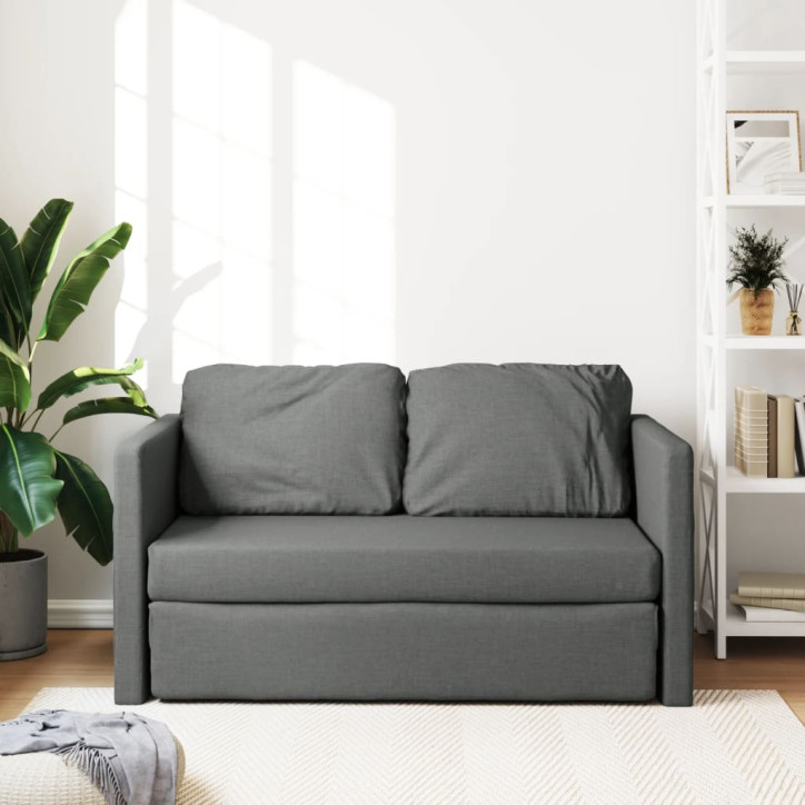 Grindų sofa-lova, 2-1, tamsiai pilka, 112x174x55cm, audinys