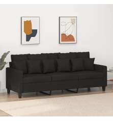 Trivietė sofa, juodos spalvos, 180cm, audinys