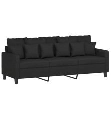 Trivietė sofa, juodos spalvos, 180cm, audinys