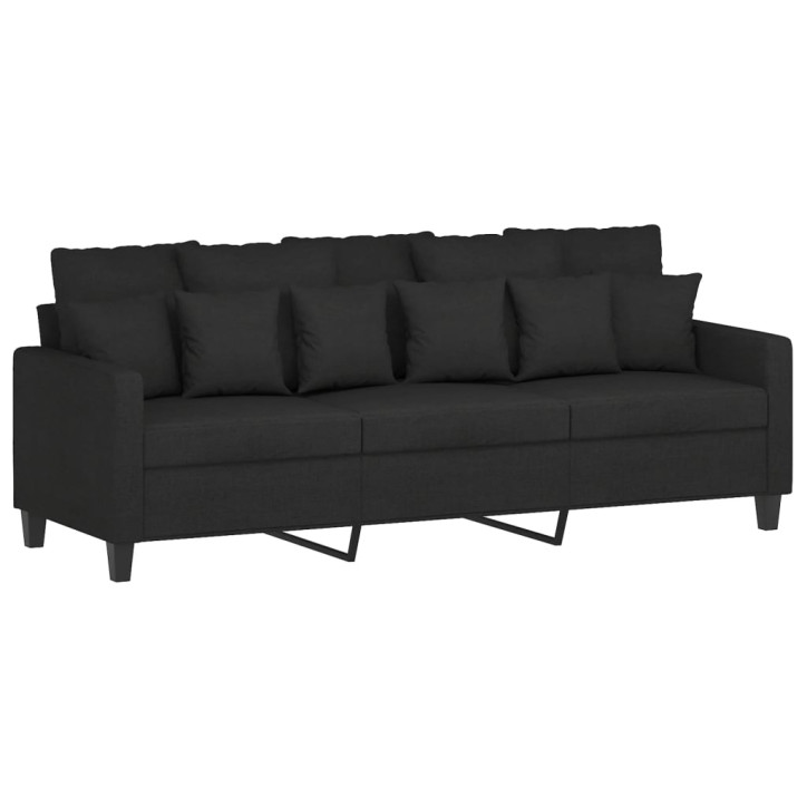 Trivietė sofa, juodos spalvos, 180cm, audinys