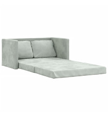 Grindų sofa-lova, 2-1, šviesiai pilka, 122x204x55cm, aksomas