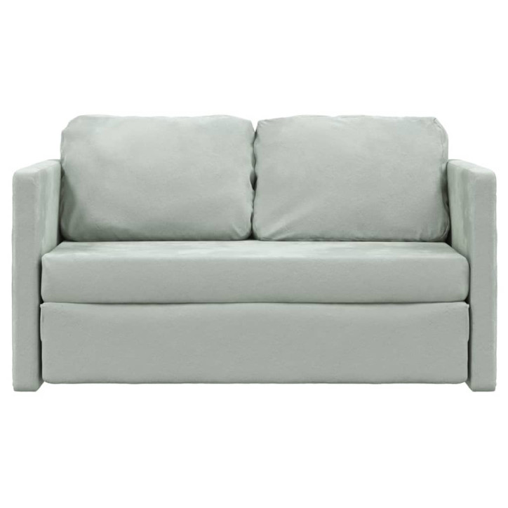 Grindų sofa-lova, 2-1, šviesiai pilka, 122x204x55cm, aksomas