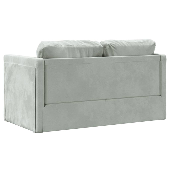 Grindų sofa-lova, 2-1, šviesiai pilka, 122x204x55cm, aksomas