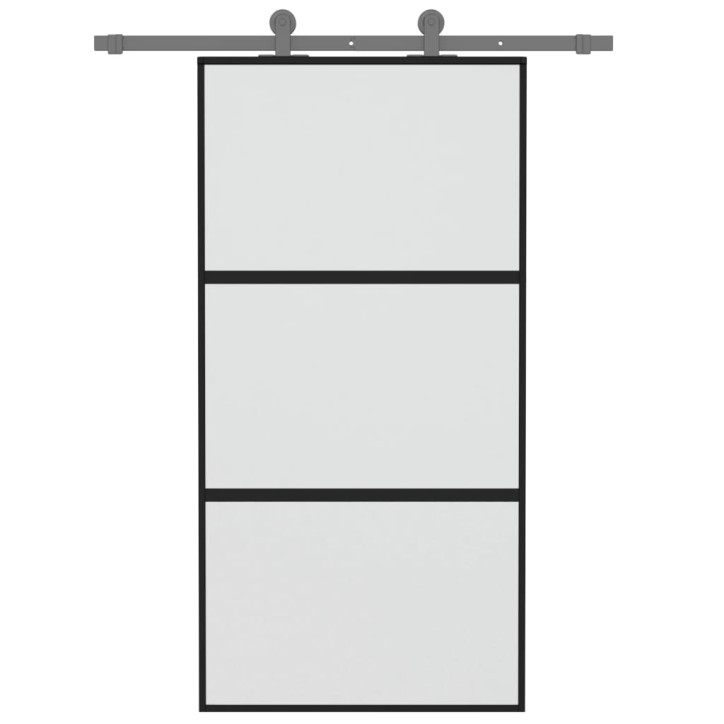 Stumdomos durys, juodos, 102,5x205cm, stiklas ir aliuminis