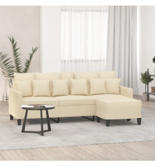 Trivietė sofa su pakoja, kreminės spalvos, 180cm, audinys