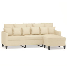 Trivietė sofa su pakoja, kreminės spalvos, 180cm, audinys