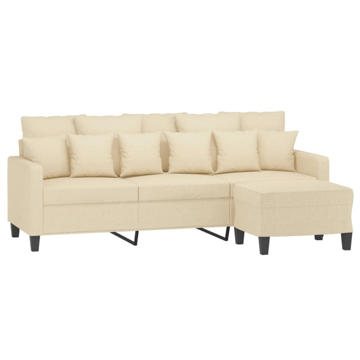 Trivietė sofa su pakoja, kreminės spalvos, 180cm, audinys