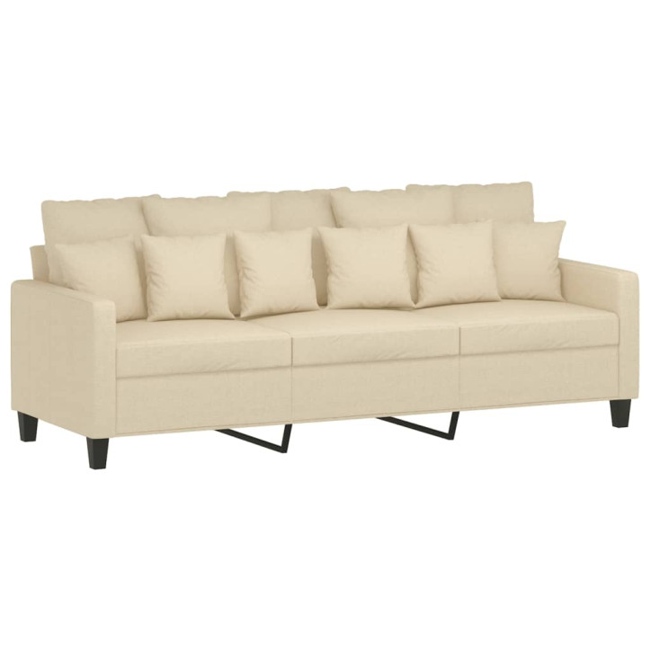 Trivietė sofa su pakoja, kreminės spalvos, 180cm, audinys