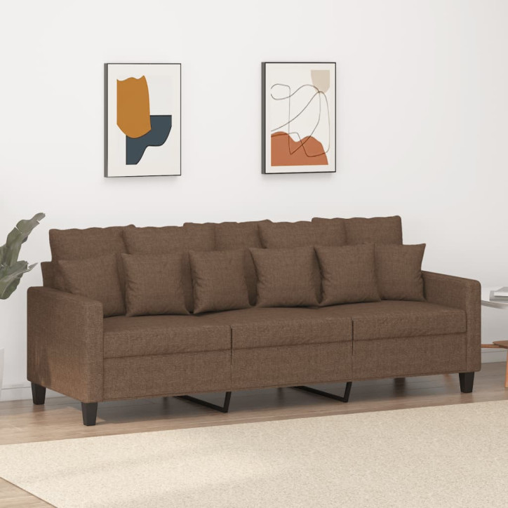 Trivietė sofa, rudos spalvos, 180cm, audinys