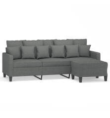 Trivietė sofa su pakoja, tamsiai pilkos spalvos, 180cm, audinys