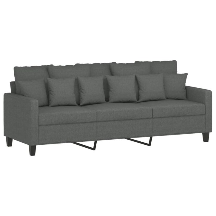 Trivietė sofa su pakoja, tamsiai pilkos spalvos, 180cm, audinys