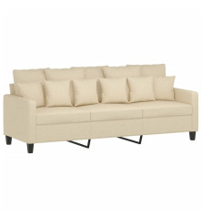 Trivietė sofa, kreminės spalvos, 180cm, audinys