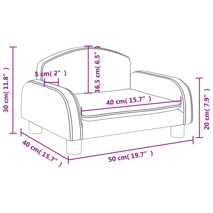 Vaikiška sofa, juodos spalvos, 50x40x30 cm, audinys