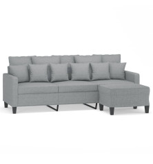 Trivietė sofa su pakoja, šviesiai pilka, 180cm, audinys