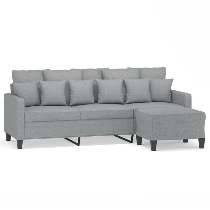 Trivietė sofa su pakoja, šviesiai pilka, 180cm, audinys