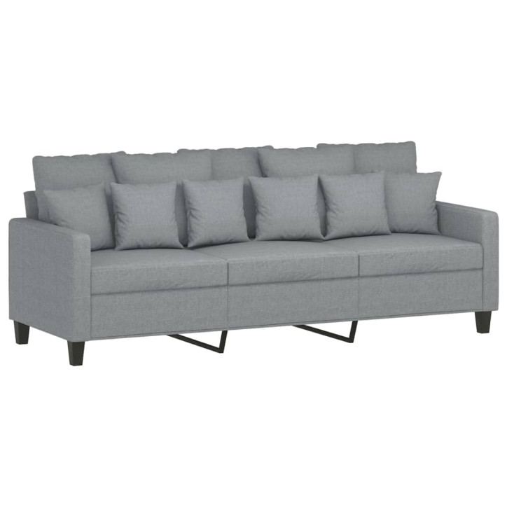 Trivietė sofa su pakoja, šviesiai pilka, 180cm, audinys