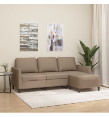 Trivietė sofa su pakoja, kapučino spalvos, 180cm, dirbtinė oda