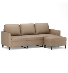 Trivietė sofa su pakoja, kapučino spalvos, 180cm, dirbtinė oda