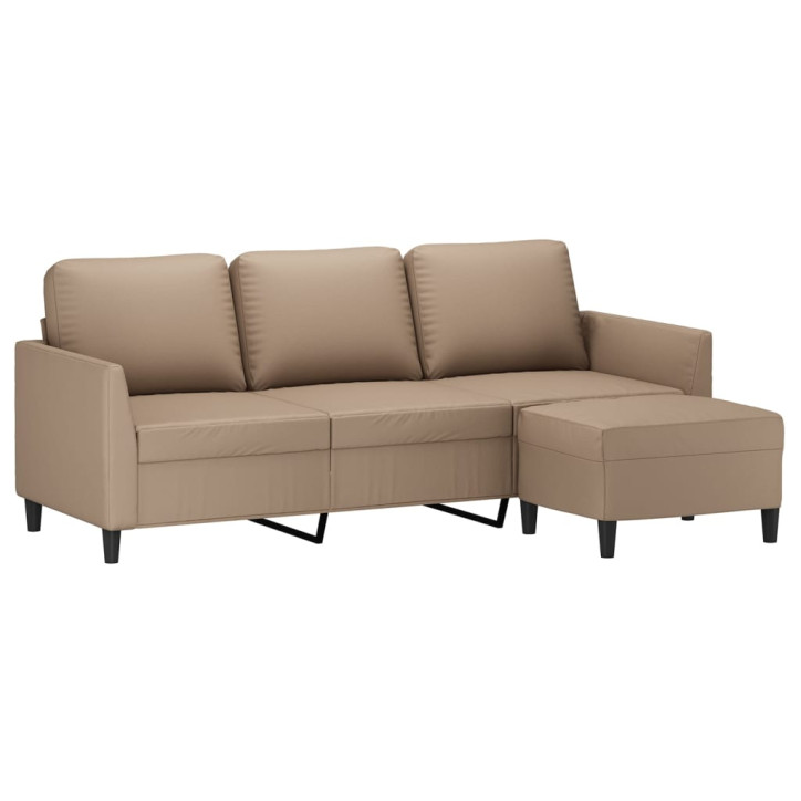 Trivietė sofa su pakoja, kapučino spalvos, 180cm, dirbtinė oda