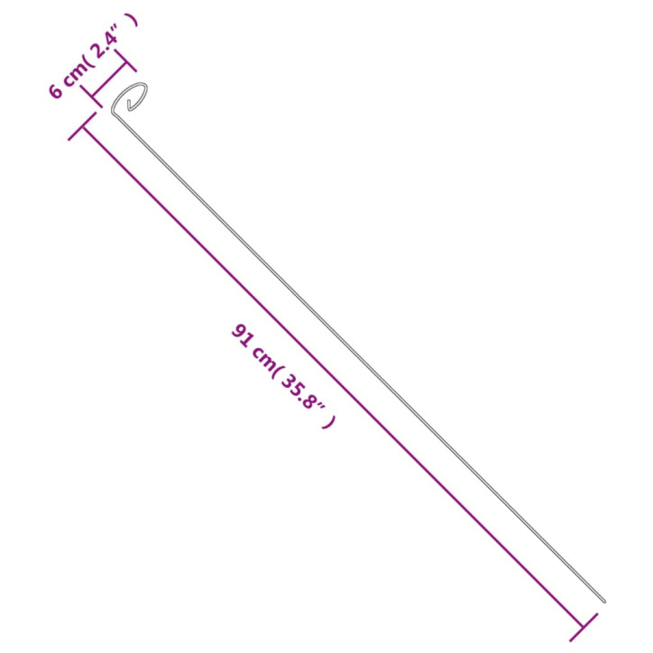 Sodo augalų kuoliukai, 20vnt., tamsiai žalios, 91cm, plienas