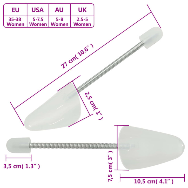 Batų kurpaliai, 5 poros, baltos spalvos, plastikas, EU 35–38