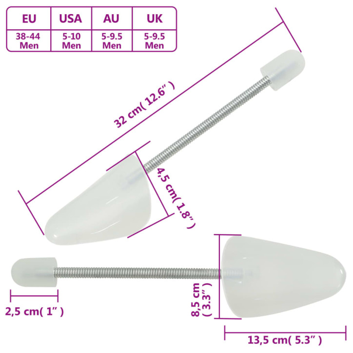 Batų kurpaliai, 5 poros, baltos spalvos, plastikas, EU 38–44