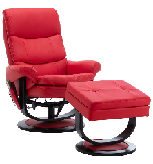 Atlošiamas masažinis krėslas, raudonas, dirbtinė oda ir mediena