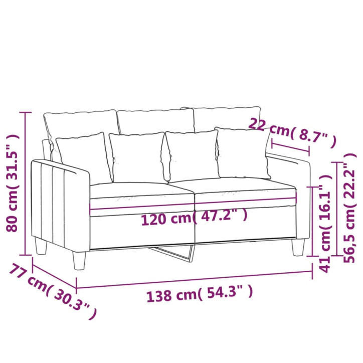 Dvivietė sofa, raudonojo vyno spalvos, 120cm, audinys