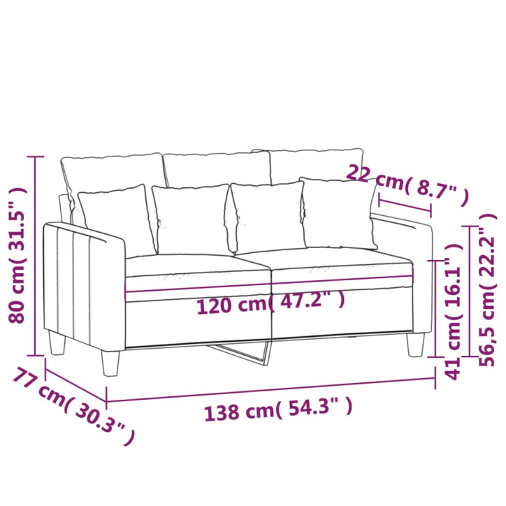 Dvivietė sofa, taupe spalvos, 120cm, audinys