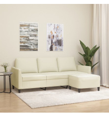 Trivietė sofa su pakoja, kreminės spalvos, 180cm, dirbtinė oda