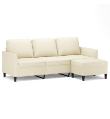 Trivietė sofa su pakoja, kreminės spalvos, 180cm, dirbtinė oda