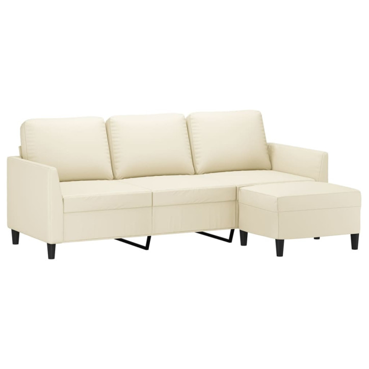 Trivietė sofa su pakoja, kreminės spalvos, 180cm, dirbtinė oda