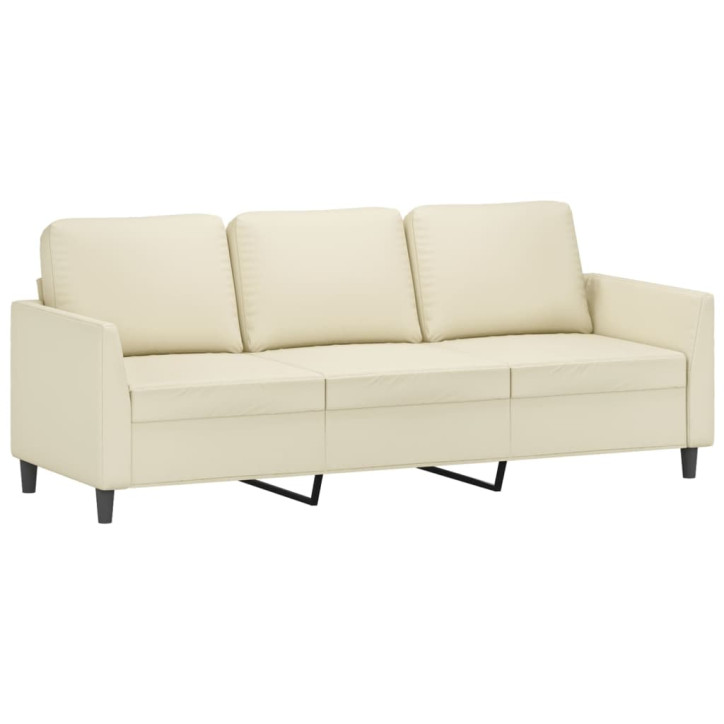 Trivietė sofa su pakoja, kreminės spalvos, 180cm, dirbtinė oda