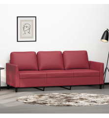 Trivietė sofa, raudonojo vyno spalvos, 180cm, dirbtinė oda