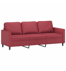 Trivietė sofa, raudonojo vyno spalvos, 180cm, dirbtinė oda