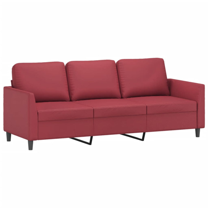 Trivietė sofa, raudonojo vyno spalvos, 180cm, dirbtinė oda