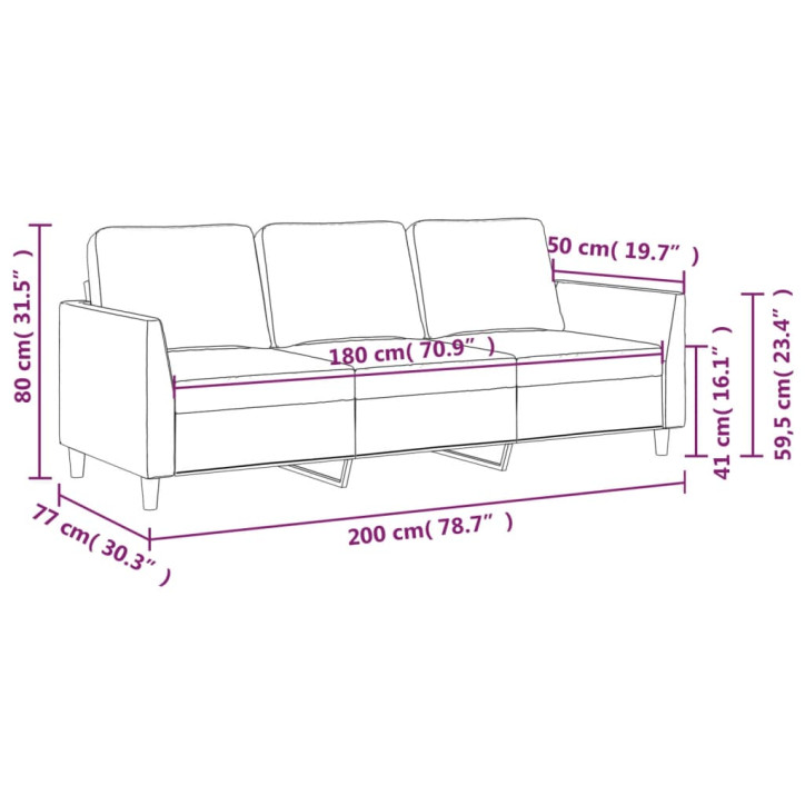 Trivietė sofa, raudonojo vyno spalvos, 180cm, dirbtinė oda