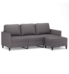 Trivietė sofa su pakoja, pilkos spalvos, 180cm, dirbtinė oda