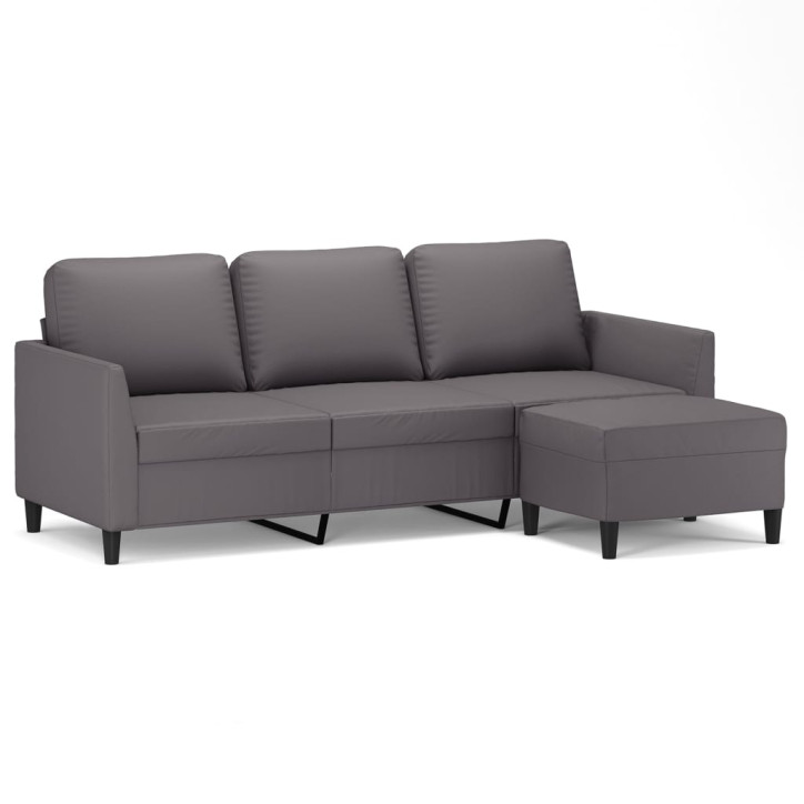 Trivietė sofa su pakoja, pilkos spalvos, 180cm, dirbtinė oda