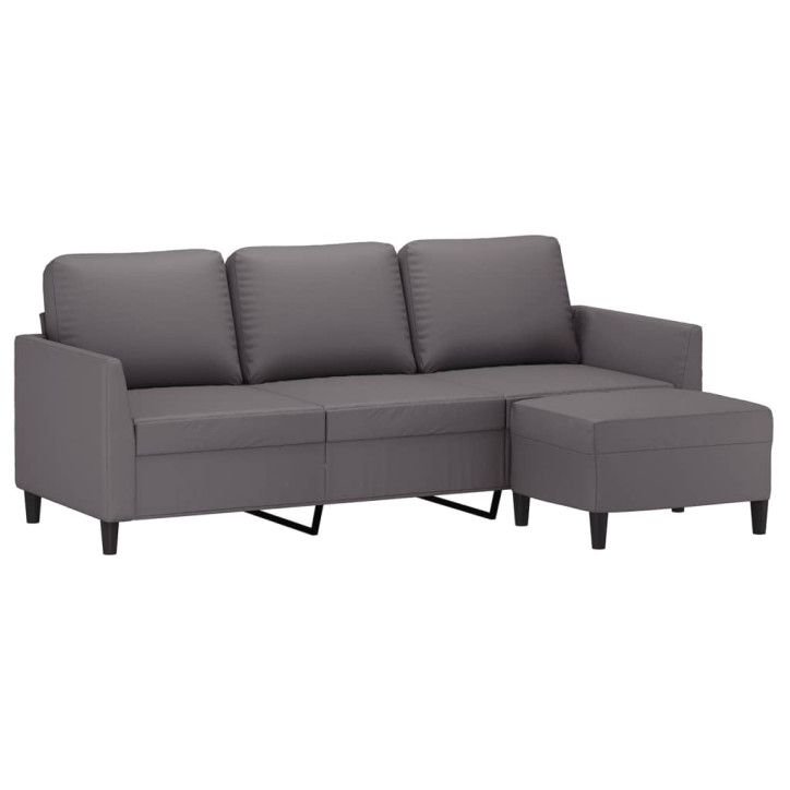 Trivietė sofa su pakoja, pilkos spalvos, 180cm, dirbtinė oda