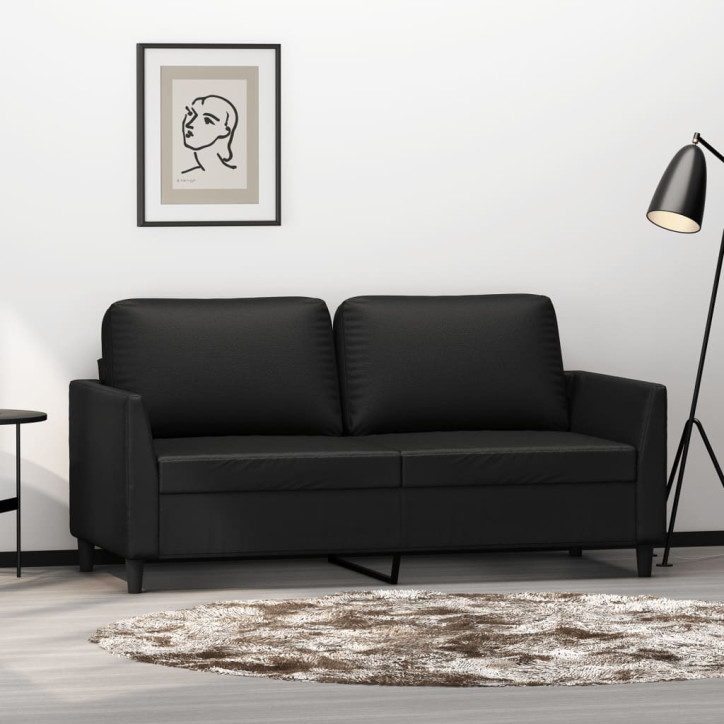 Dvivietė sofa, juodos spalvos, 140cm, dirbtinė oda