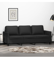 Trivietė sofa, juodos spalvos, 180cm, dirbtinė oda