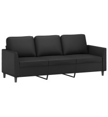 Trivietė sofa, juodos spalvos, 180cm, dirbtinė oda