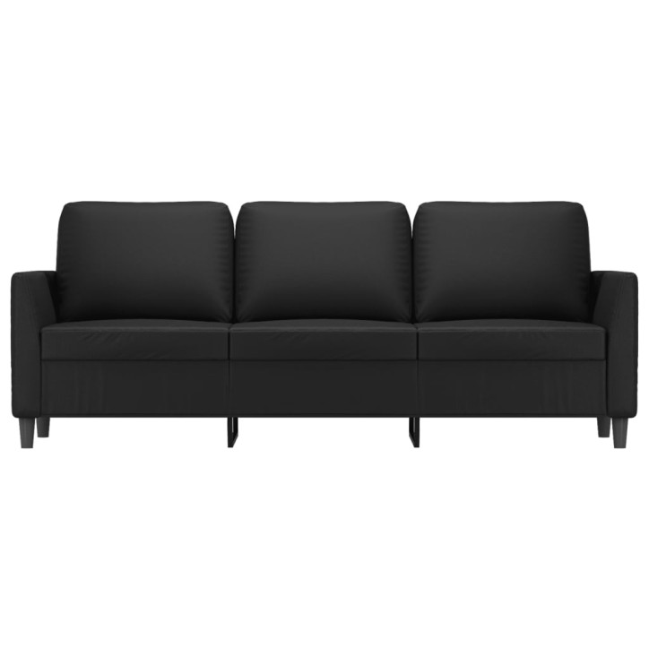 Trivietė sofa, juodos spalvos, 180cm, dirbtinė oda