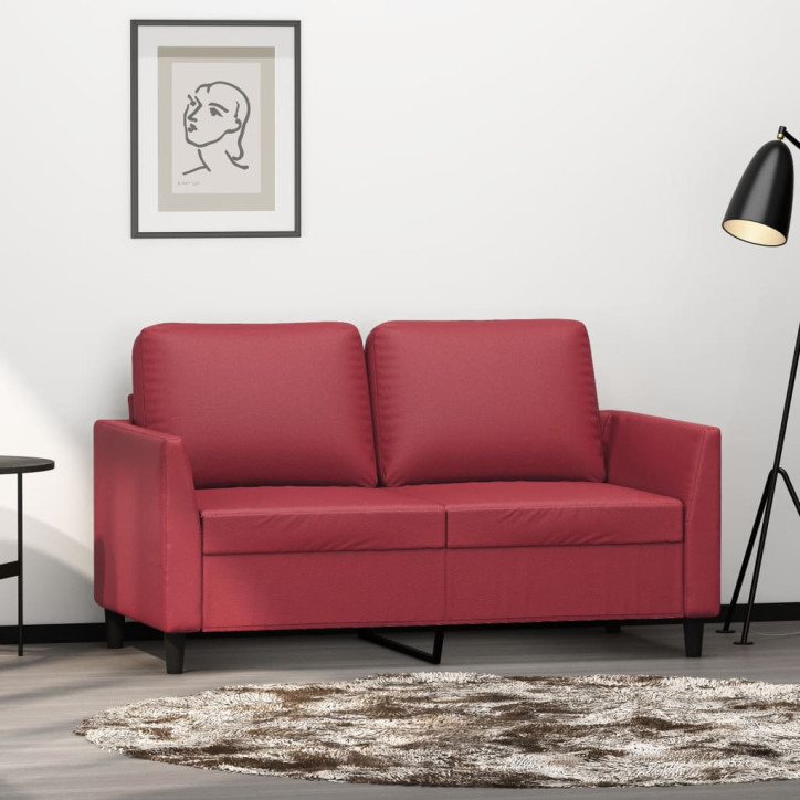 Dvivietė sofa, raudonojo vyno spalvos, 120cm, dirbtinė oda