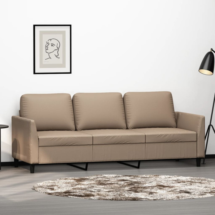 Trivietė sofa, kapučino spalvos, 180cm, dirbtinė oda