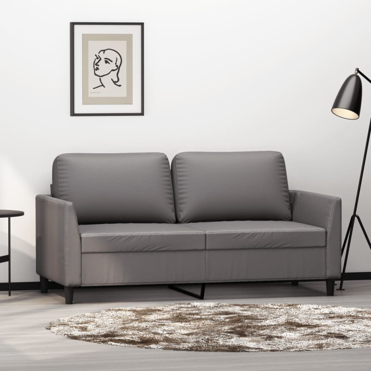 Dvivietė sofa, pilkos spalvos, 140cm, dirbtinė oda