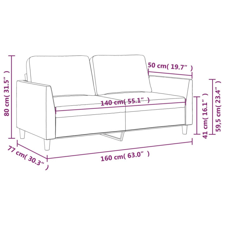 Dvivietė sofa, pilkos spalvos, 140cm, dirbtinė oda