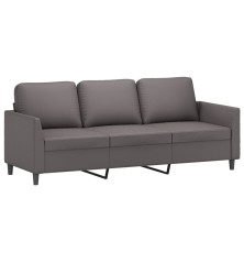 Trivietė sofa, pilkos spalvos, 180cm, dirbtinė oda