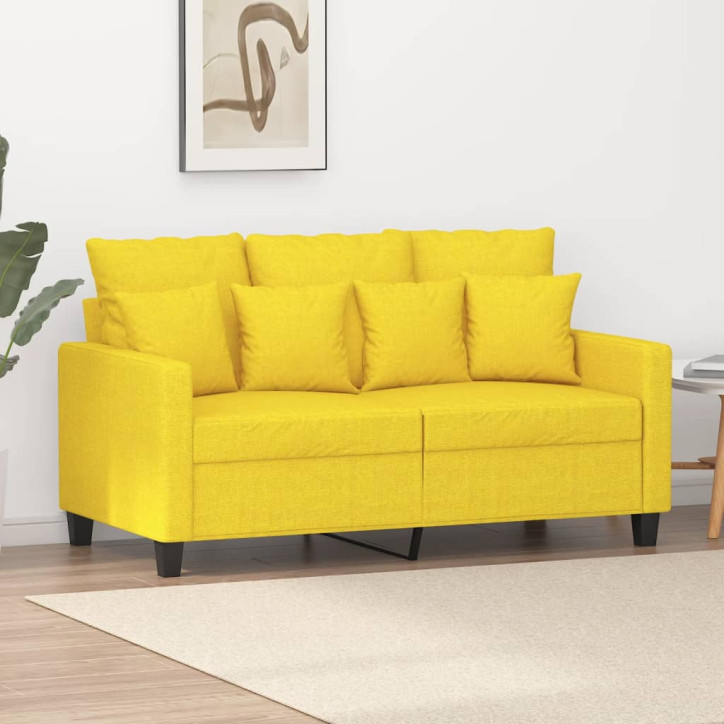 Dvivietė sofa, šviesiai geltonos spalvos, 120cm, audinys